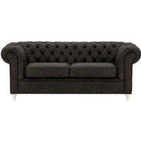 Chesterfield 3 Seater Sofa, Black, Leg colour: white