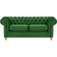 Chesterfield 3 Seater Sofa, dark green, Leg colour: like oak