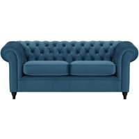 Chesterfield 3 Seater Sofa, blue, Leg colour: black
