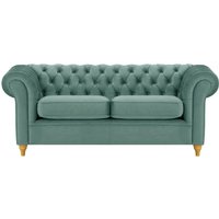 Chesterfield 3 Seater Sofa, dirty blue, Leg colour: like oak