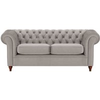 Chesterfield 3 Seater Sofa, grey, Leg colour: dark oak