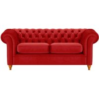 Chesterfield 3 Seater Sofa, dark red, Leg colour: aveo