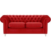 Chesterfield 3 Seater Sofa, dark red, Leg colour: white