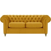 Chesterfield 3 Seater Sofa, mustard, Leg colour: wax black