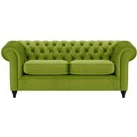 Chesterfield 3 Seater Sofa, olive green, Leg colour: black