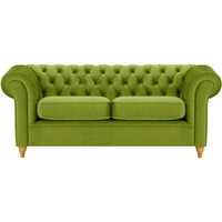 Chesterfield 3 Seater Sofa, olive green, Leg colour: like oak