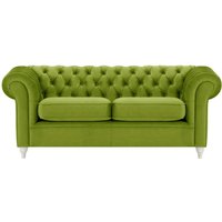 Chesterfield 3 Seater Sofa, olive green, Leg colour: white