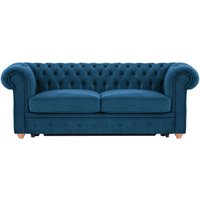 Chesterfield Max Borneo three-seater sofa bed, blue, Leg colour: aveo