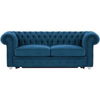 Chesterfield Max Borneo three-seater sofa bed, blue, Leg colour: white