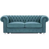 Chesterfield Max Borneo three-seater sofa bed, dirty blue, Leg colour: white