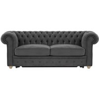 Chesterfield Max Borneo three-seater sofa bed, graphite, Leg colour: wax black