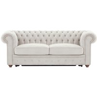 Chesterfield Max Borneo three-seater sofa bed, light beige, Leg colour: dark oak
