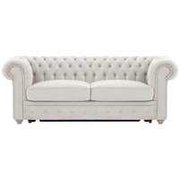 Chesterfield Max Borneo three-seater sofa bed, light beige, Leg colour: wax black