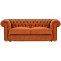 Chesterfield Max Borneo three-seater sofa bed, Black, Leg colour: dark oak
