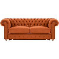 Chesterfield Max Borneo three-seater sofa bed, V 33 - Rust, Leg colour: wax black