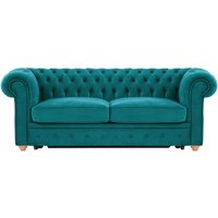 Chesterfield Max Borneo three-seater sofa bed, V 36 - Peacock, Leg colour: aveo