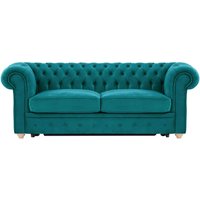 Chesterfield Max Borneo three-seater sofa bed, V 36 - Peacock, Leg colour: like oak