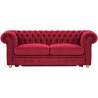Chesterfield Max Borneo three-seater sofa bed, dark red, Leg colour: aveo