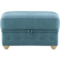 Chesterfield Borneo storage footstool, dirty blue, Leg colour: wax black