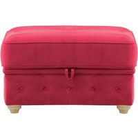 Chesterfield Borneo storage footstool, dark red, Leg colour: wax black