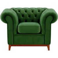 Chesterfield Wood Armchair, dark green, Leg colour: aveo
