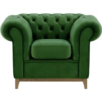 Chesterfield Wood Armchair, dark green, Leg colour: wax black