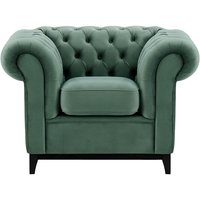 Chesterfield Wood Armchair, dirty blue, Leg colour: black
