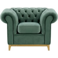 Chesterfield Wood Armchair, dirty blue, Leg colour: like oak