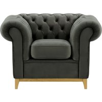 Chesterfield Wood Armchair, graphite, Leg colour: like oak