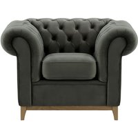 Chesterfield Wood Armchair, graphite, Leg colour: wax black