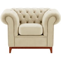 Chesterfield Wood Armchair, light beige, Leg colour: aveo