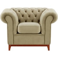 Chesterfield Wood Armchair, mink, Leg colour: aveo