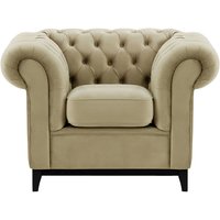 Chesterfield Wood Armchair, mink, Leg colour: black
