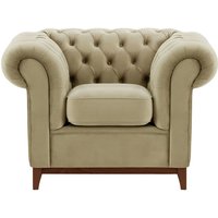 Chesterfield Wood Armchair, mink, Leg colour: dark oak