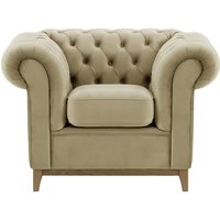 Chesterfield Wood Armchair, mink, Leg colour: wax black