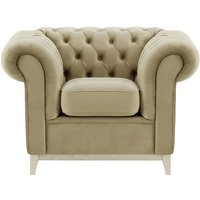 Chesterfield Wood Armchair, mink, Leg colour: white