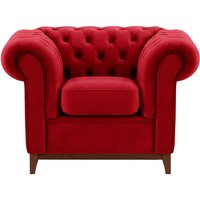 Chesterfield Wood Armchair, dark red, Leg colour: dark oak