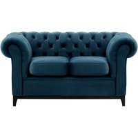 Chesterfield Wood 2-Seater Sofa, blue, Leg colour: black