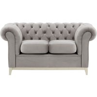 Chesterfield Wood 2-Seater Sofa, silver, Leg colour: white