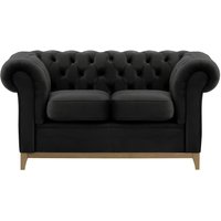 Chesterfield Wood 2-Seater Sofa, black, Leg colour: wax black