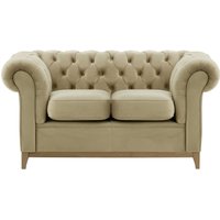 Chesterfield Wood 2-Seater Sofa, mink, Leg colour: wax black