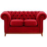 Chesterfield Wood 2-Seater Sofa, dark red, Leg colour: aveo