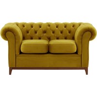 Chesterfield Wood 2-Seater Sofa, olive green, Leg colour: dark oak