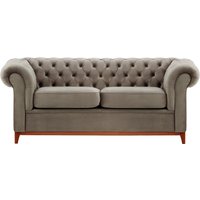 Chesterfield Wood 3-Seater Sofa, grey, Leg colour: aveo