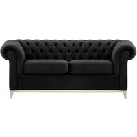 Chesterfield Wood 3-Seater Sofa, black, Leg colour: white