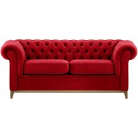 Chesterfield Wood 3-Seater Sofa, dark red, Leg colour: wax black