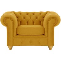 Chesterfield Max Armchair, mustard, Leg colour: like oak