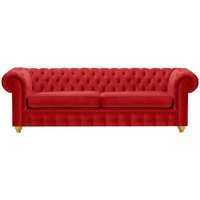 Chesterfield Max 3 Seater Sofa, dark red, Leg colour: like oak