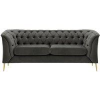 Chesterfield Modern 2 Seater Sofa, graphite, Leg colour: gold metal