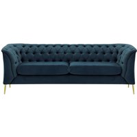Chesterfield Modern 2,5 Seater Sofa, V 36 - Peacock, Leg colour: chrome metal